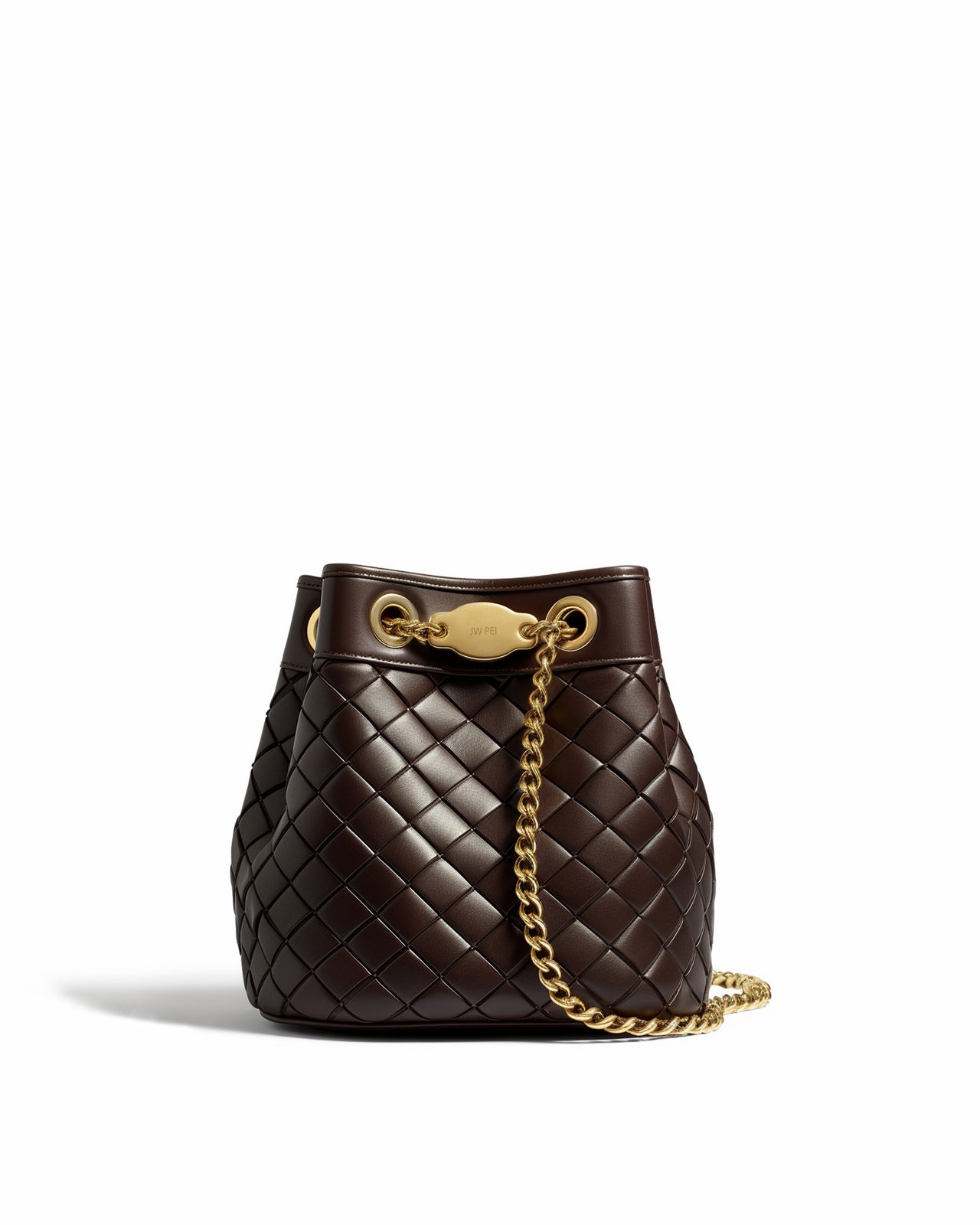 Ruby Woven Bucket Bag - Brown