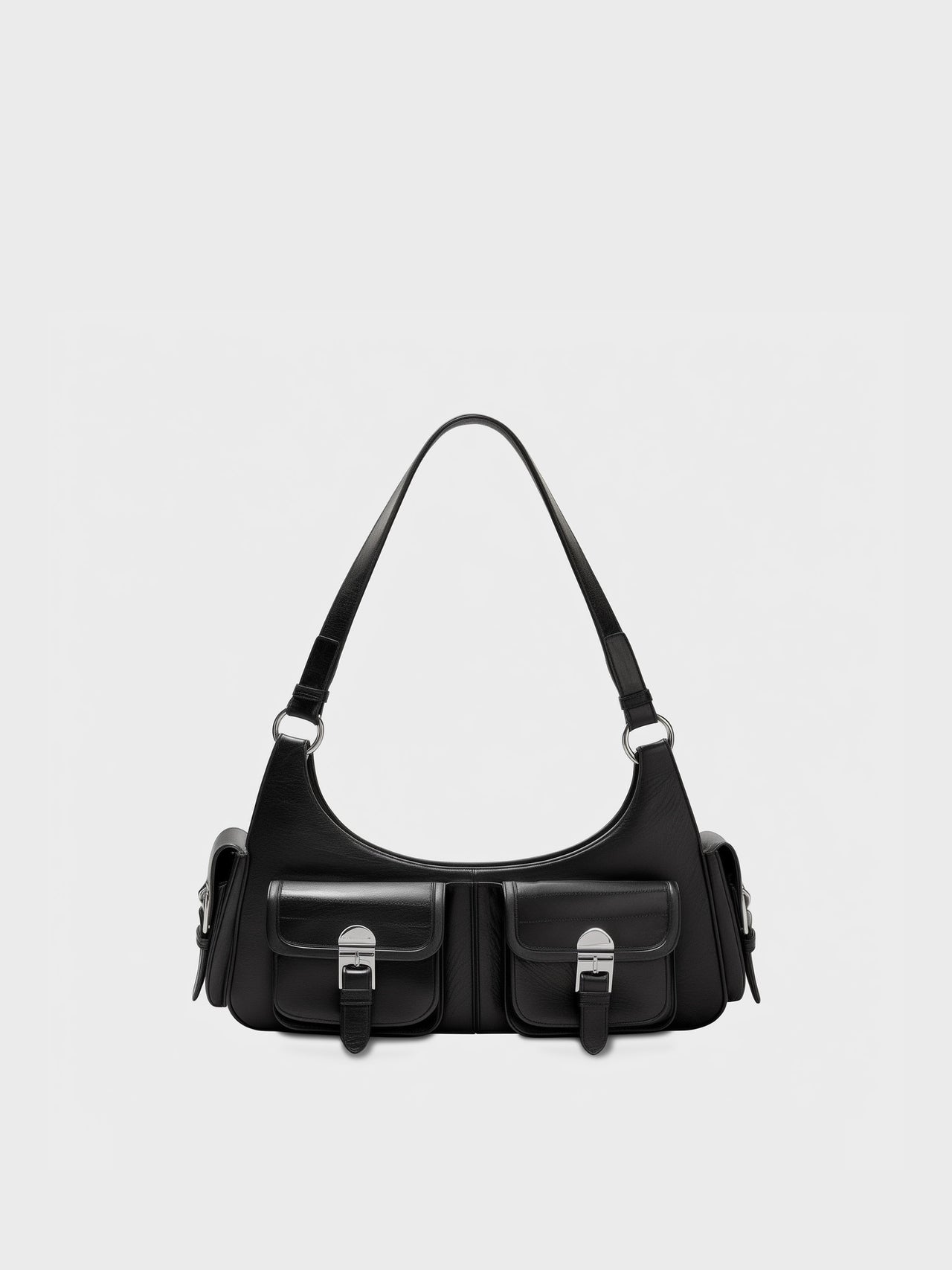 Jade Buckle Shoulder Bag - Black