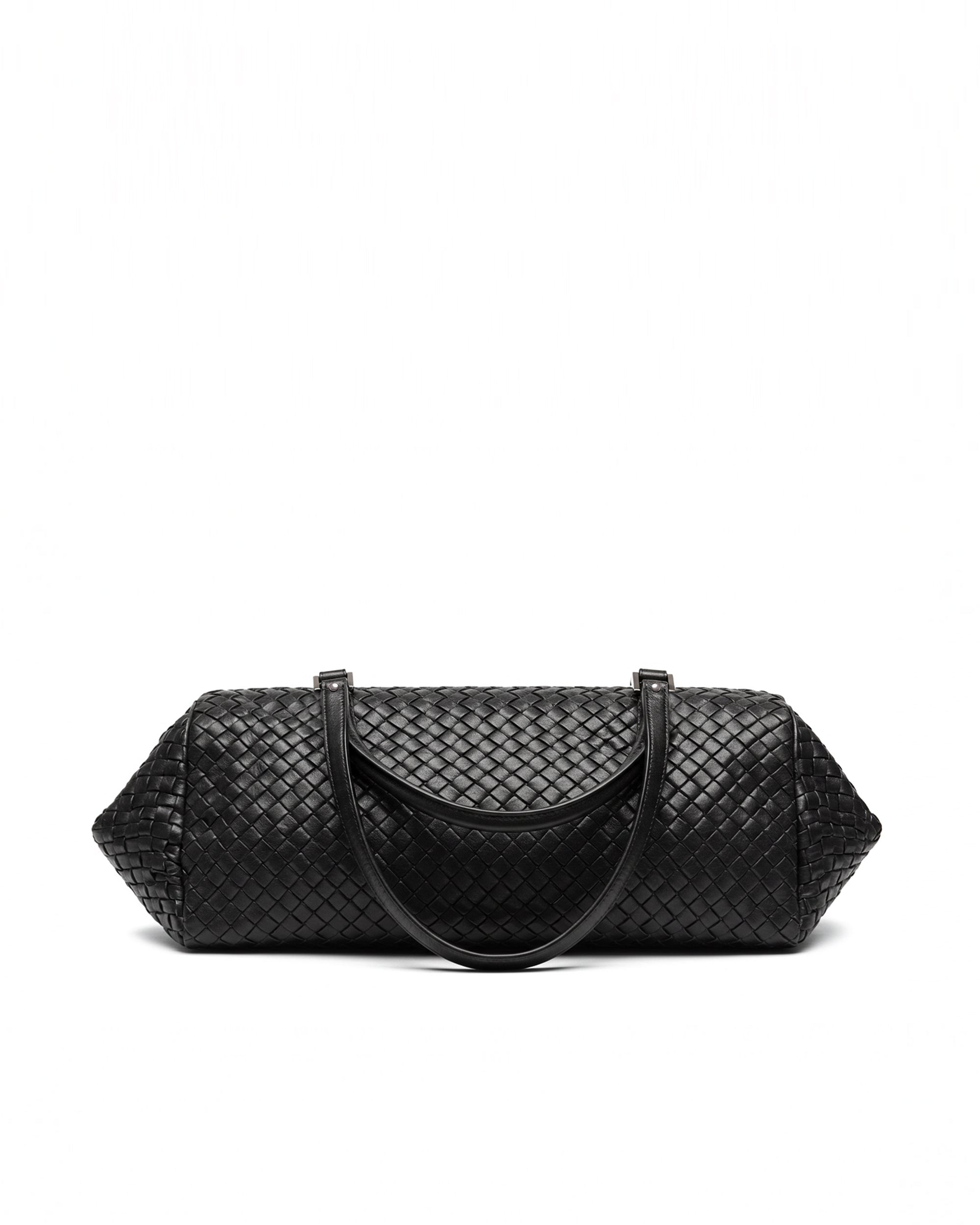 Ellie Woven Leather Shoulder Bag - Black