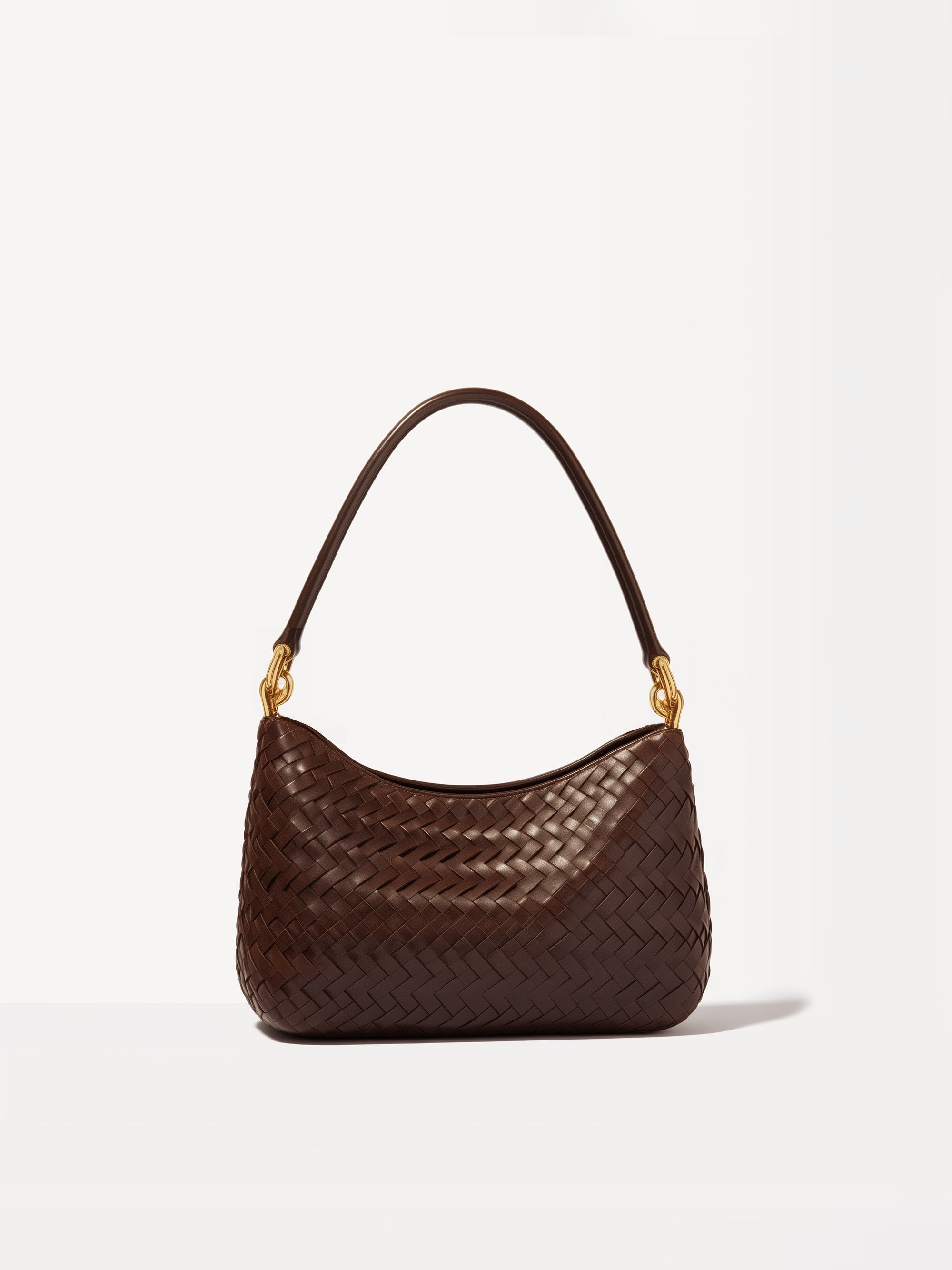 Seraphine Woven Leather Shoulder Bag - Brown