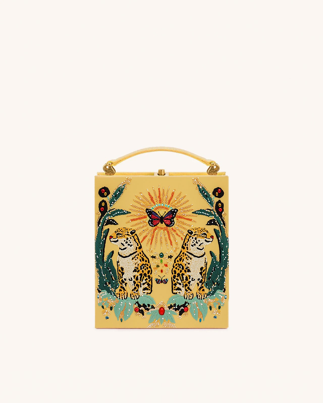 Naomi Jungle Leopard Box Clutch - Yellow