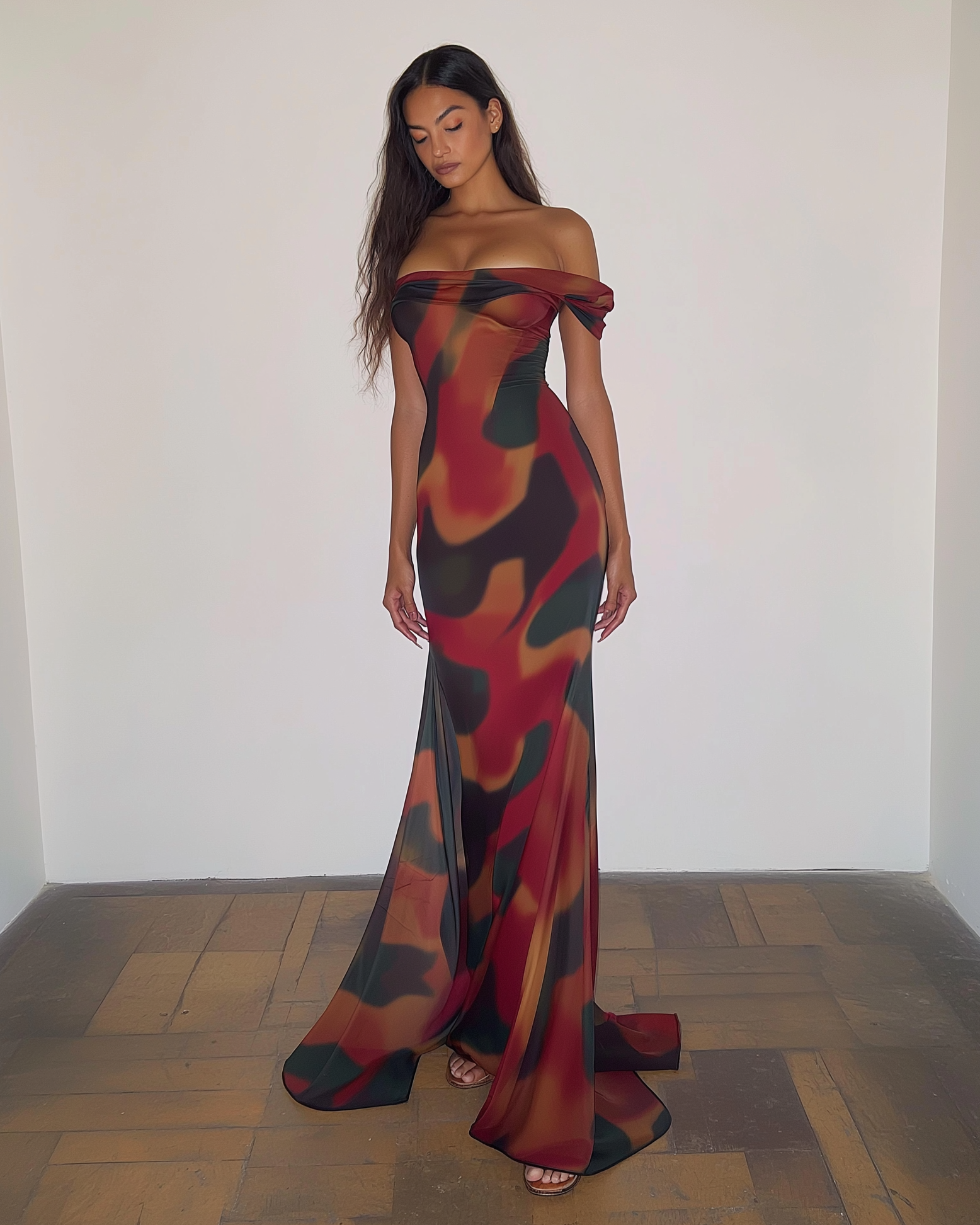 Olivia Off-Shoulder Printed Maxi Dress - Multicolor