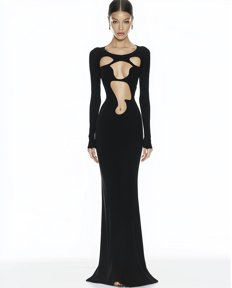 Ava Cutout Bodycon Gown - Black