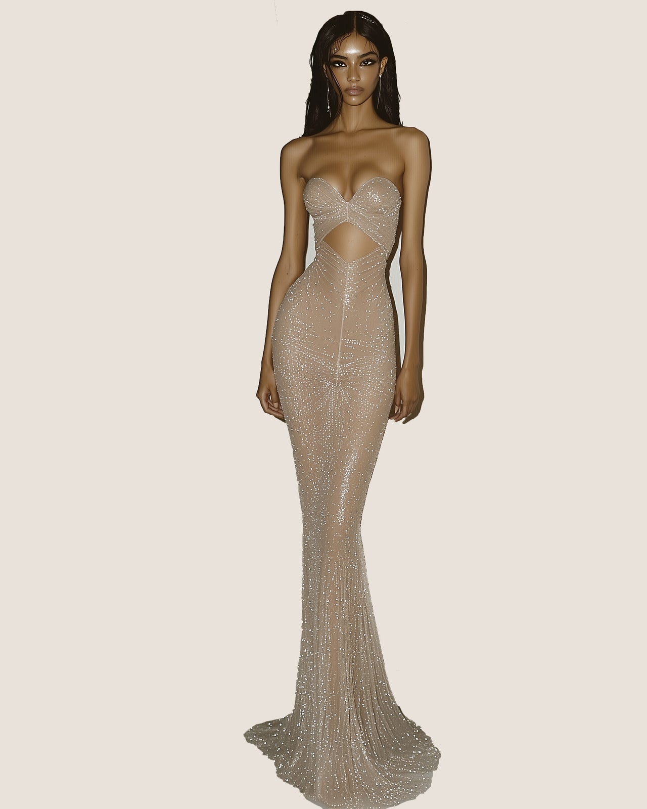 Aubrey Shimmering Gown - Champagne