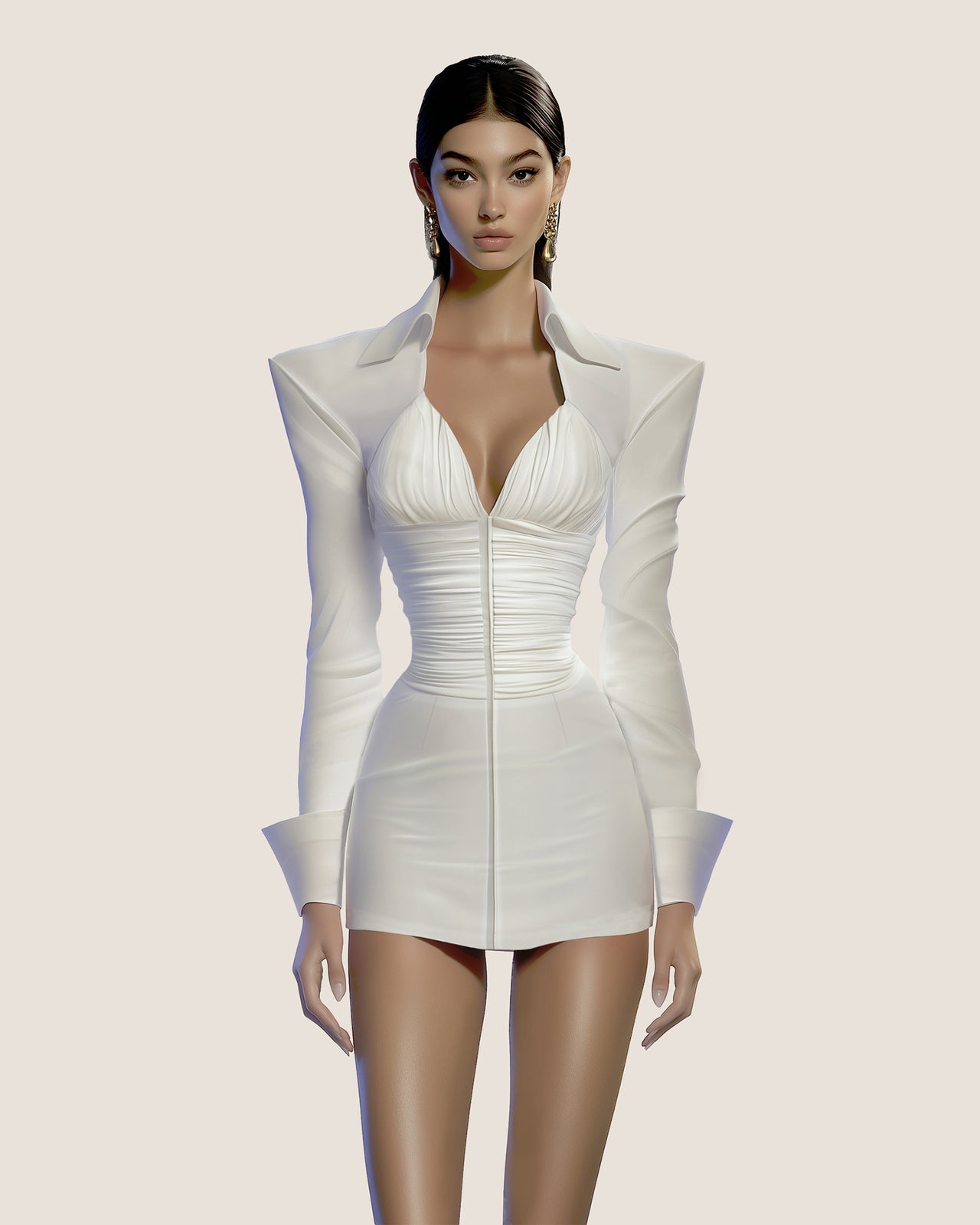 Quinn Elegant Structured Blazer Dress - Ivory