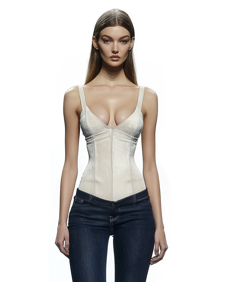 Emilia Structured Corset Top - Beige