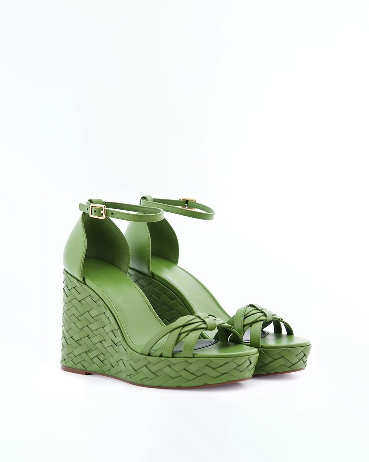 Vivian Woven Wedge Sandals - Green