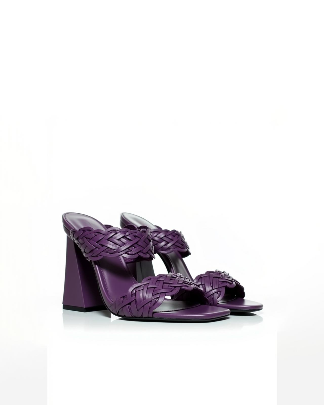 Sophia Woven Block Heels - Purple