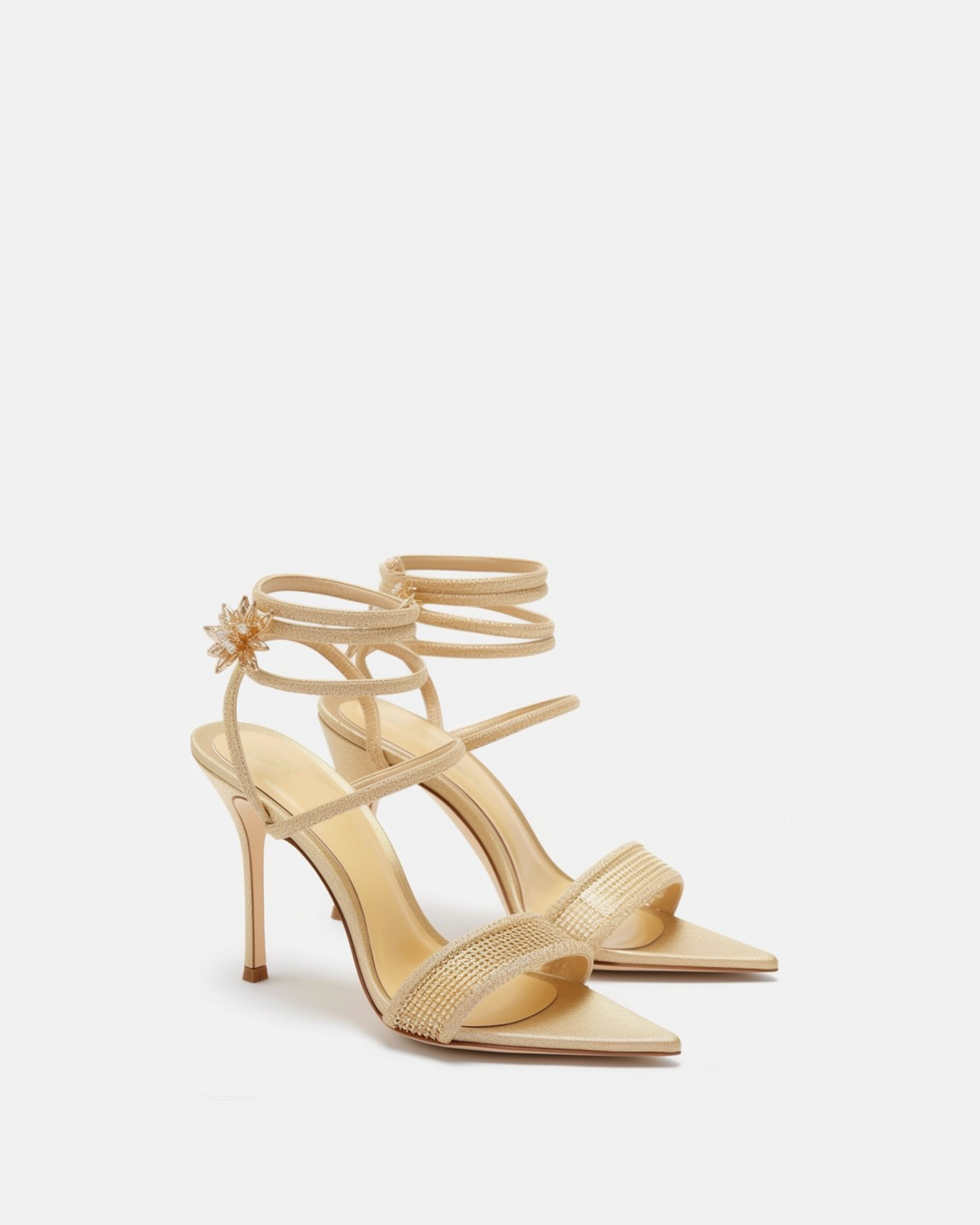 Eliza Flower Heels - Gold