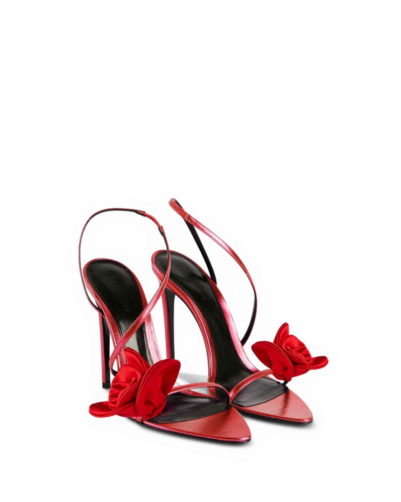 Grace Flower Strap Sandals - Red