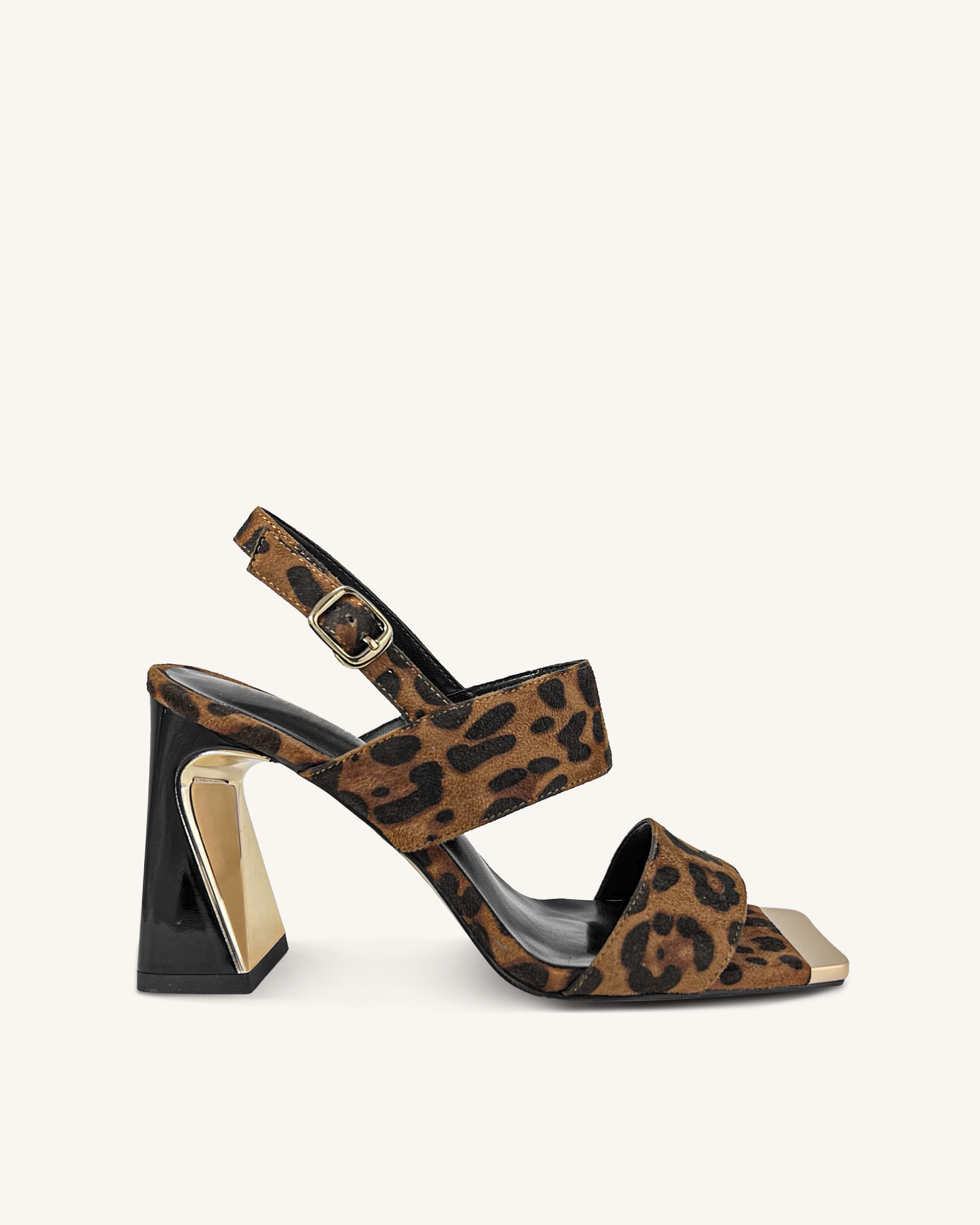 Eleanor Leopard Print Strappy Heels - Multicolor