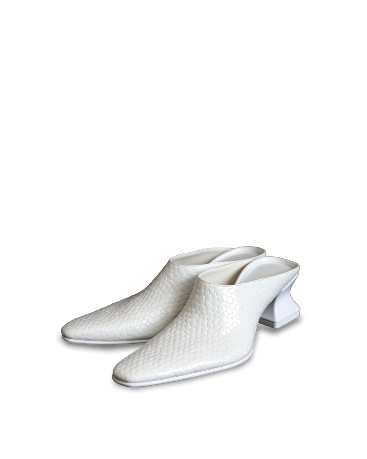 Nora Textured Mules - White