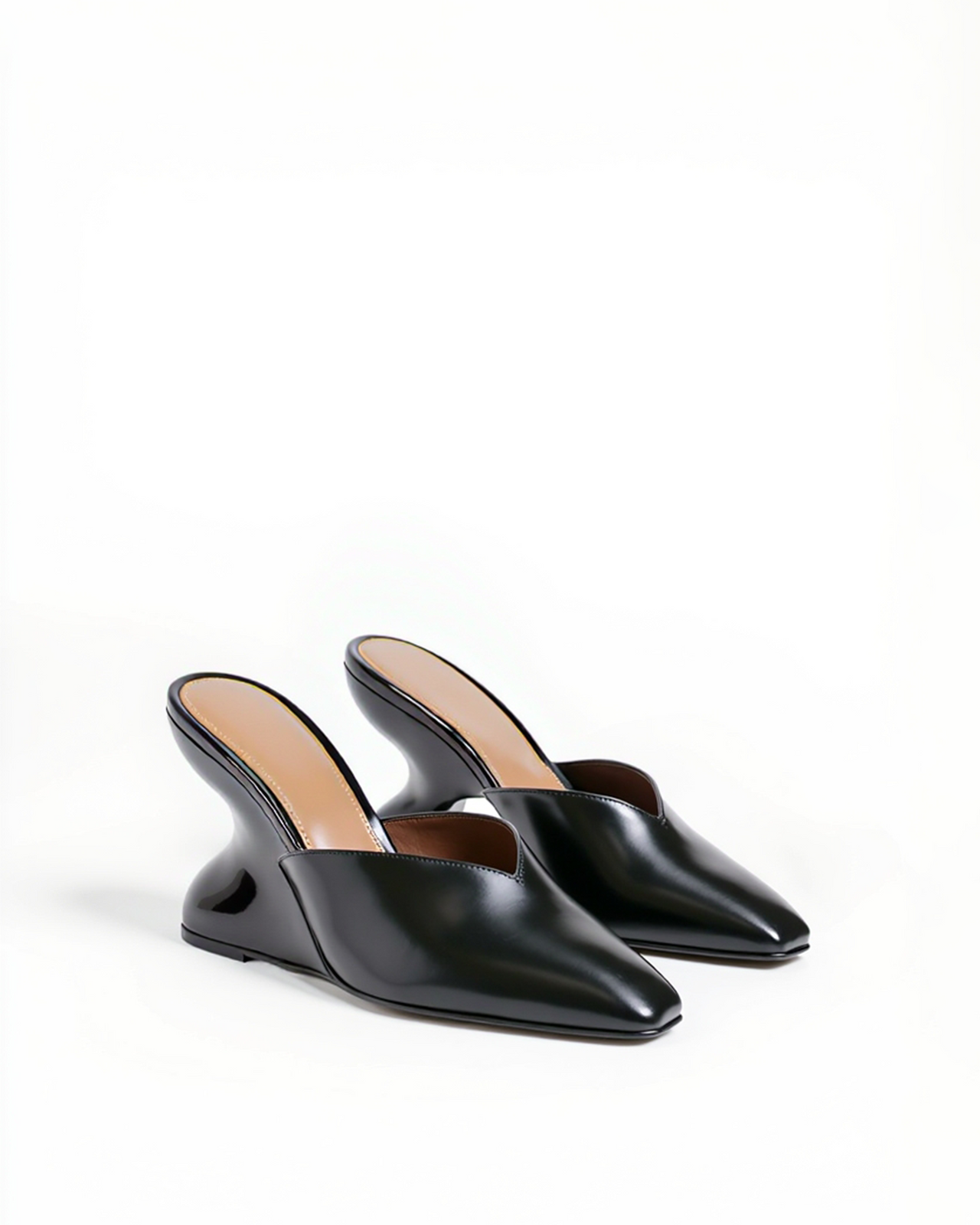 Layla Sculpted Heel Mules - Black