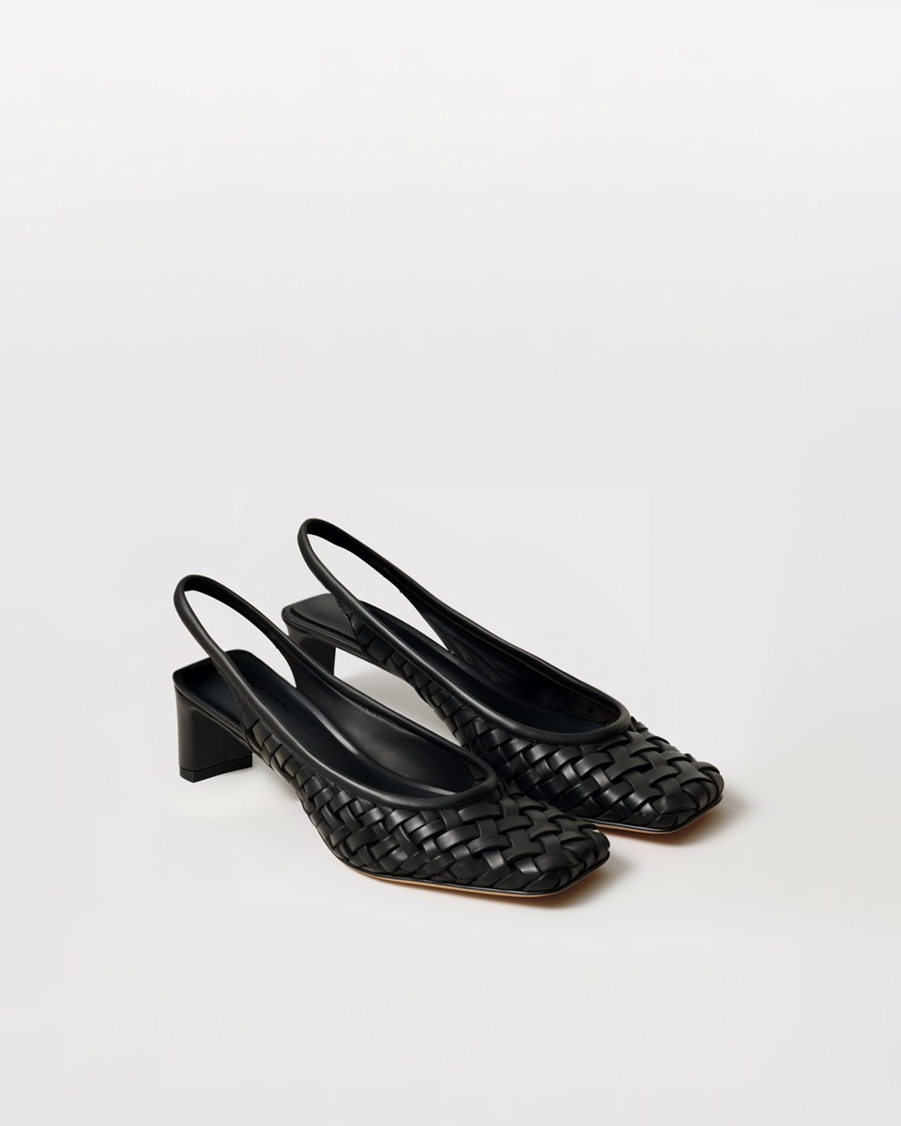 Ella Woven Slingback Heels - Black