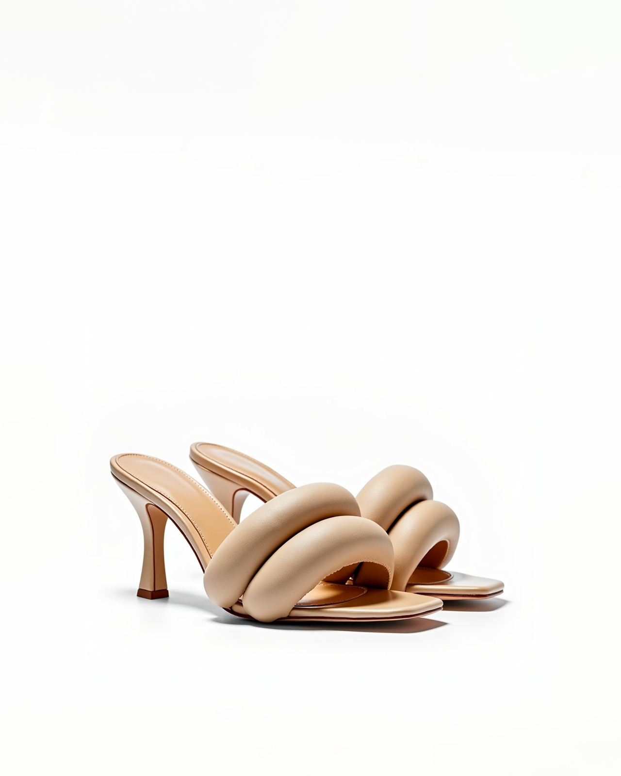 Amelia Puffy Strap Heels - Beige