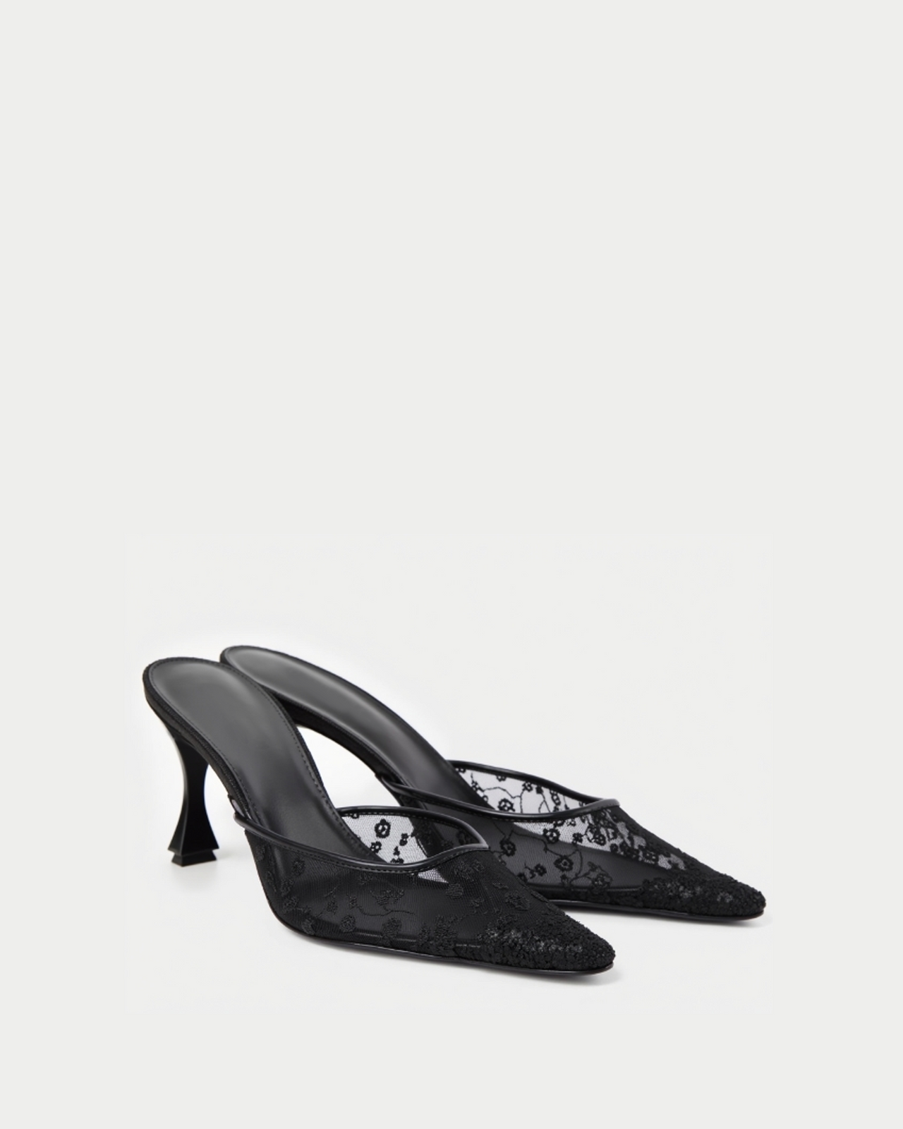 Hadley Lace Mules - Black