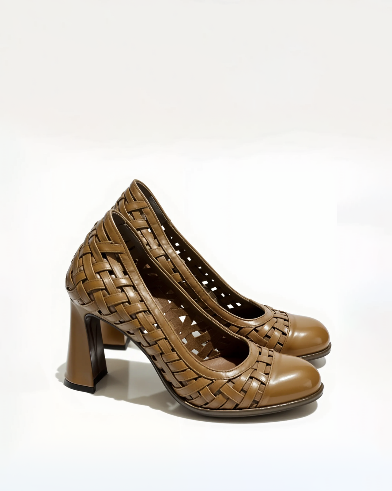 Willow Woven Heeled Pumps - Brown