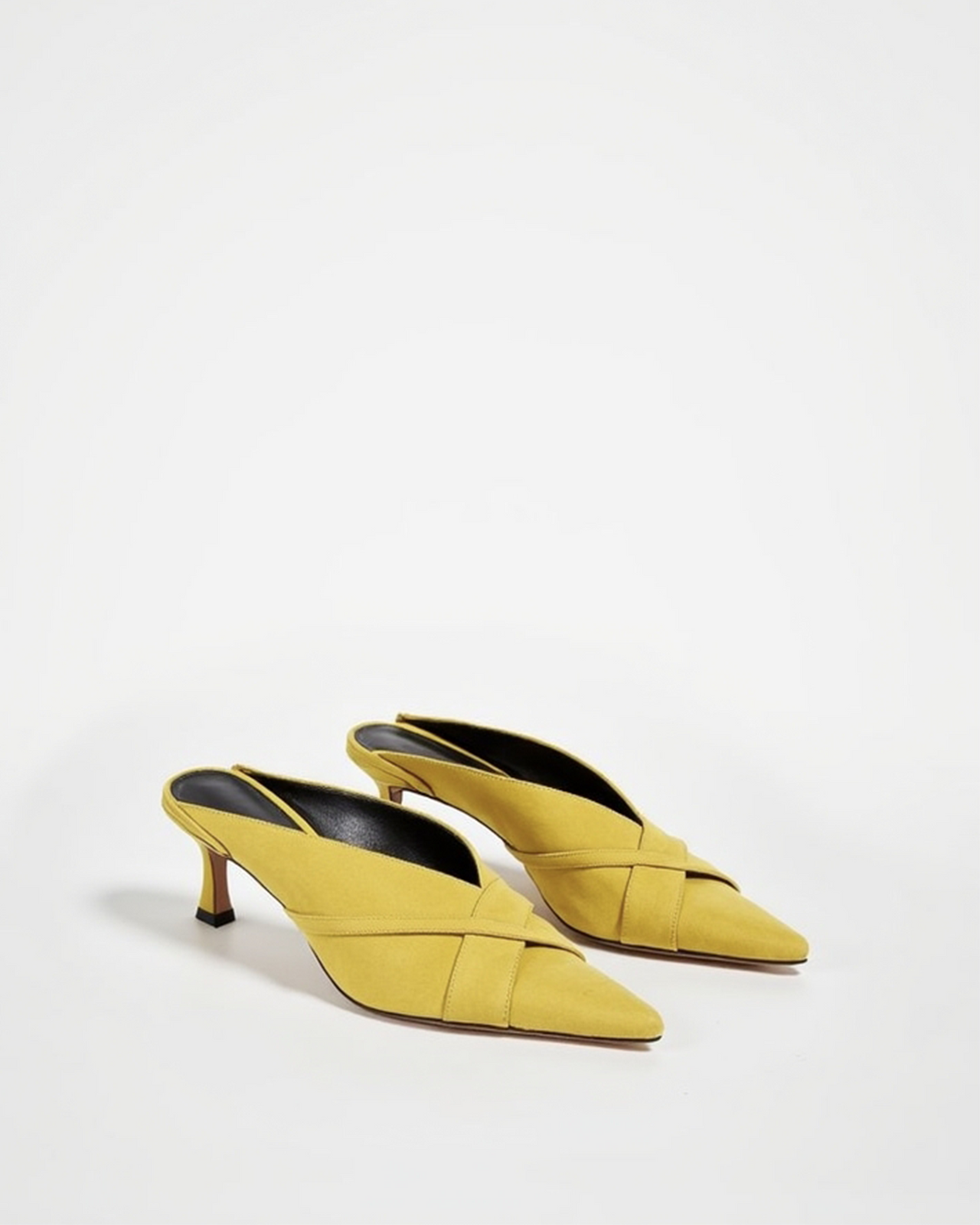 Maya Crossed Strap Mules - Yellow