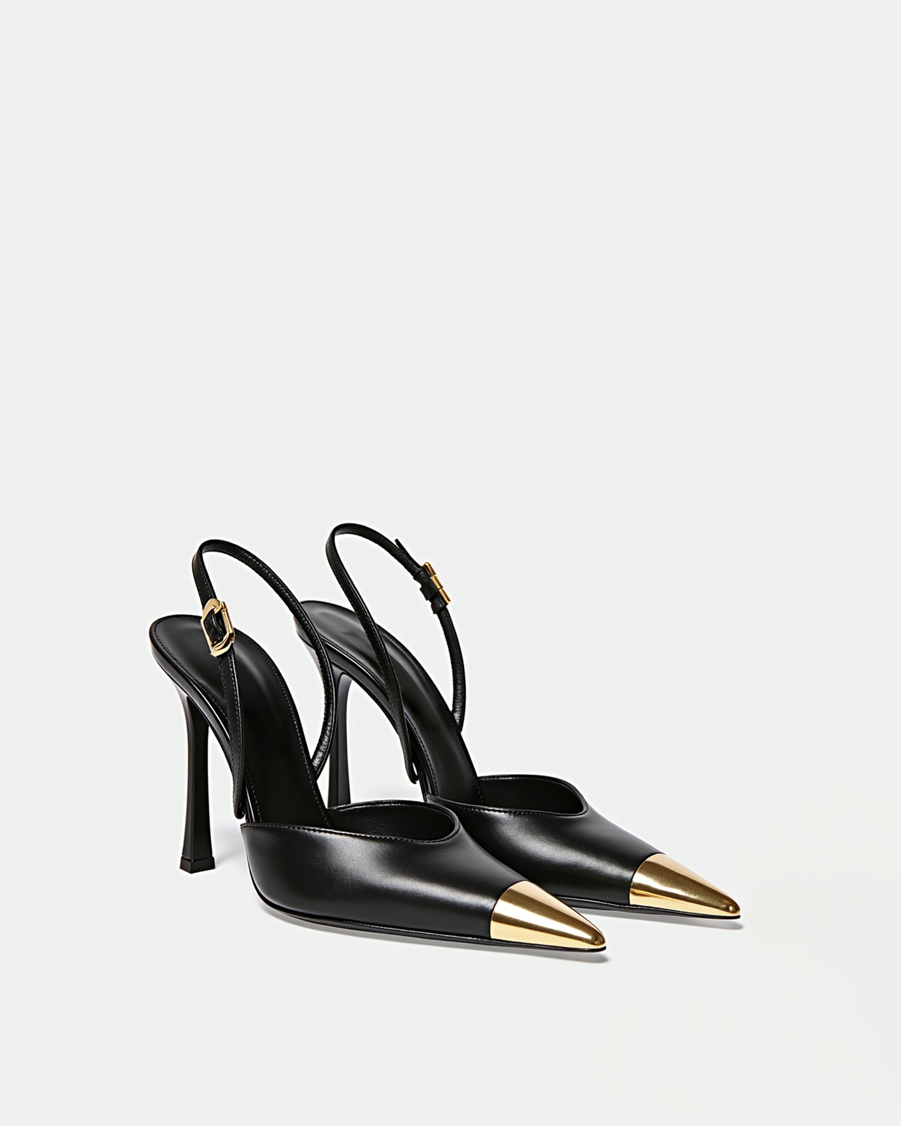 Savannah Gold-Tipped Slingback Heels - Black