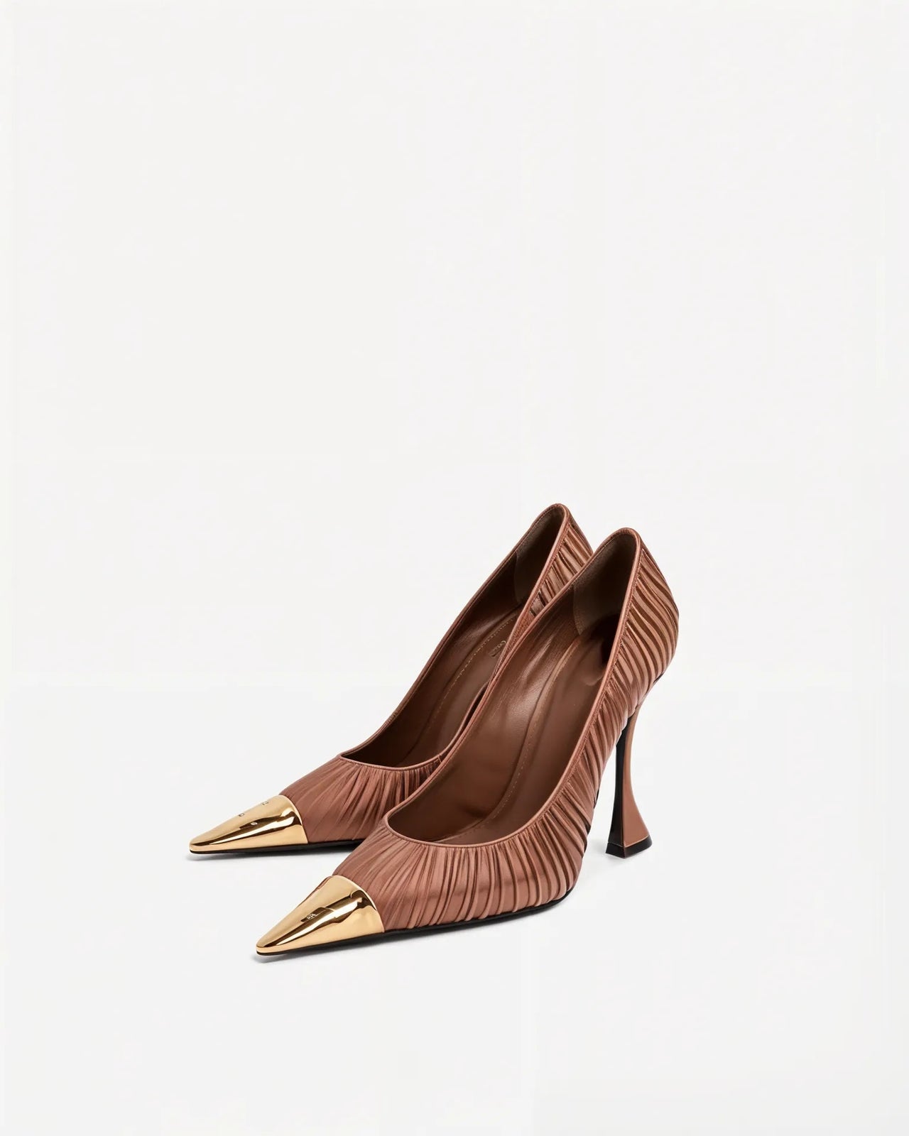 Isabella Ruched Leather Pumps - Brown