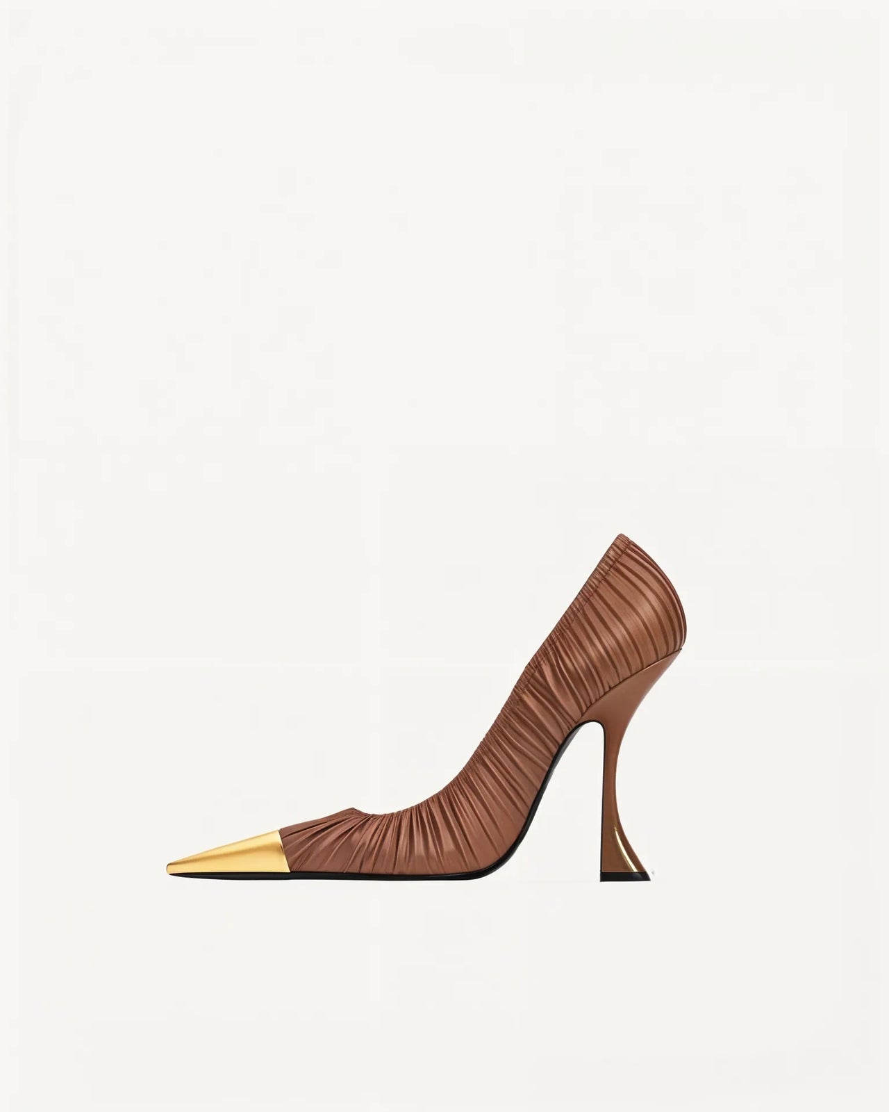 Isabella Ruched Leather Pumps - Brown