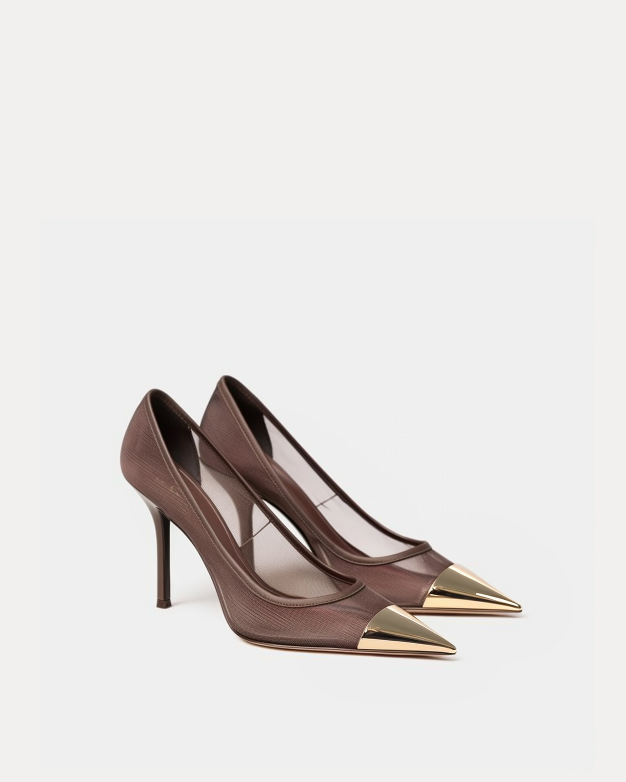 Everly Mesh Pointed-Toe Heels - Brown