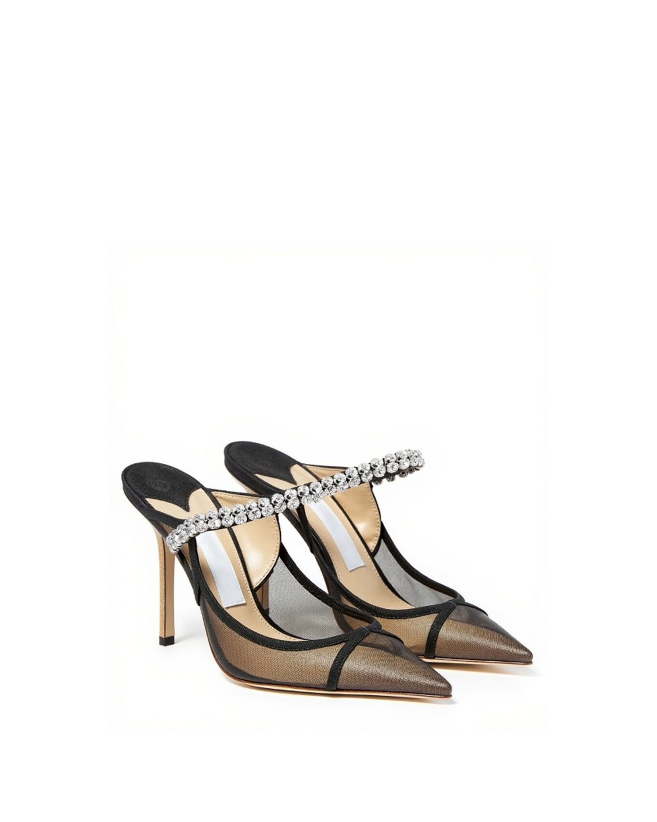 Scarlett Crystal Strap Mules - Gold/Black