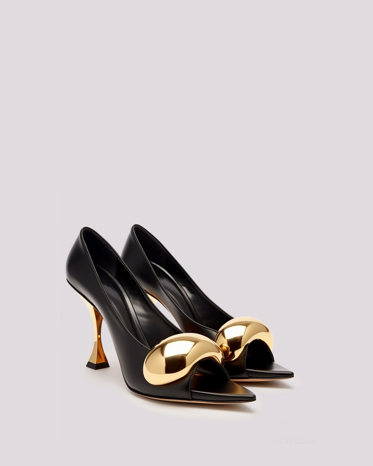 Aubrey Dome Heeled Pumps – Black/Gold