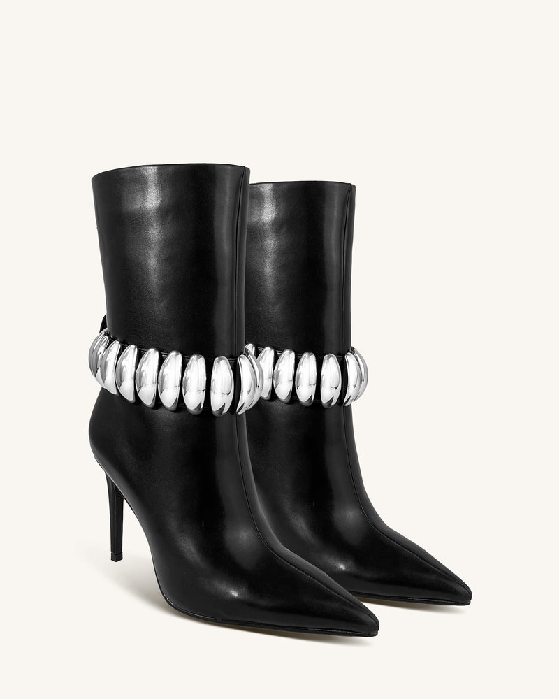 Eloise Modern Patent Ankle Boots - Black