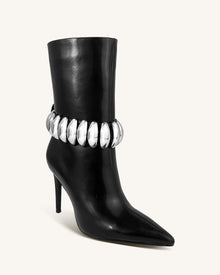 Eloise Modern Patent Ankle Boots - Black