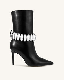 Eloise Modern Patent Ankle Boots - Black