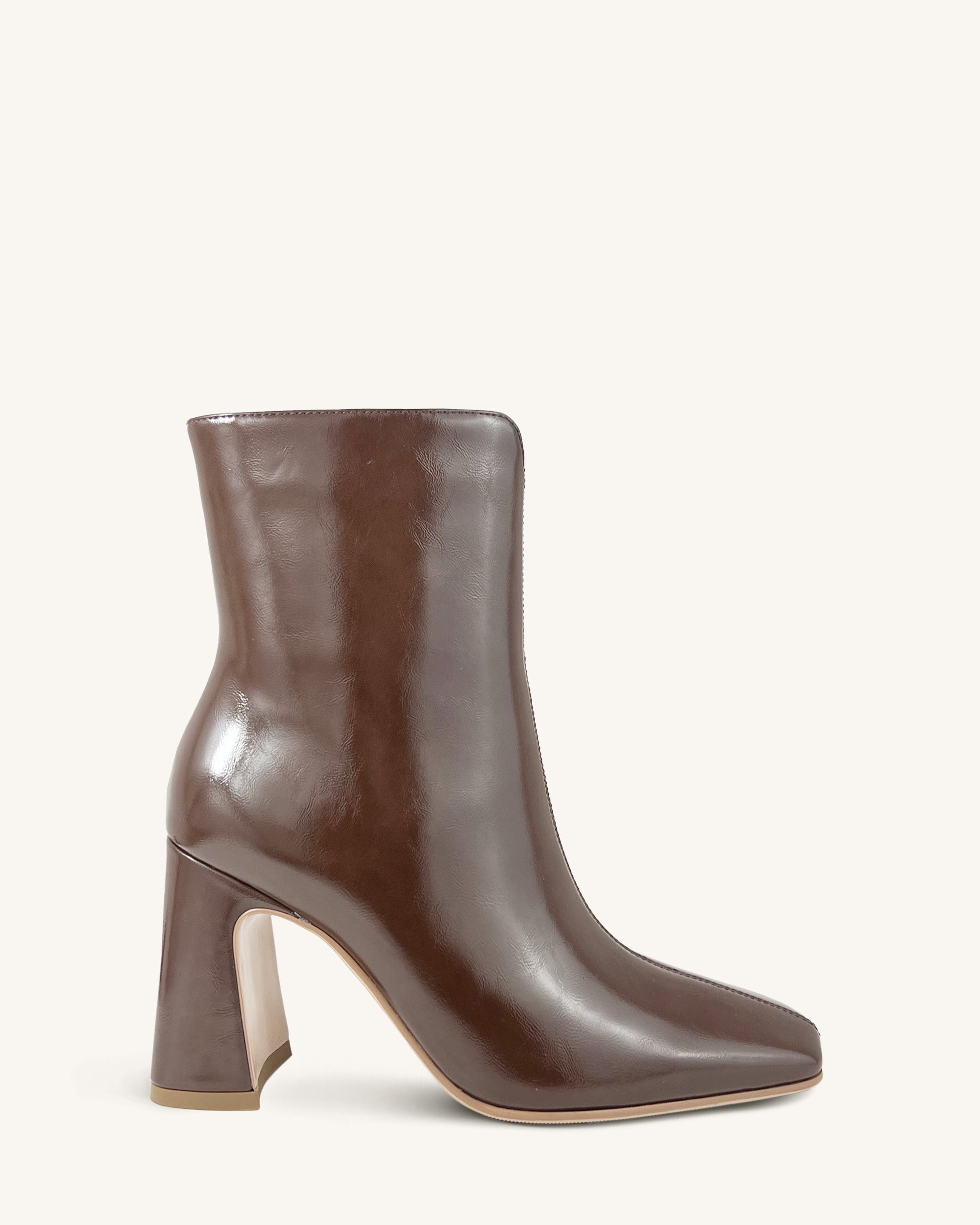 Gabriella Classic Square-Toe Ankle Boots - Brown