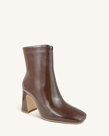 Gabriella Classic Square-Toe Ankle Boots - Brown