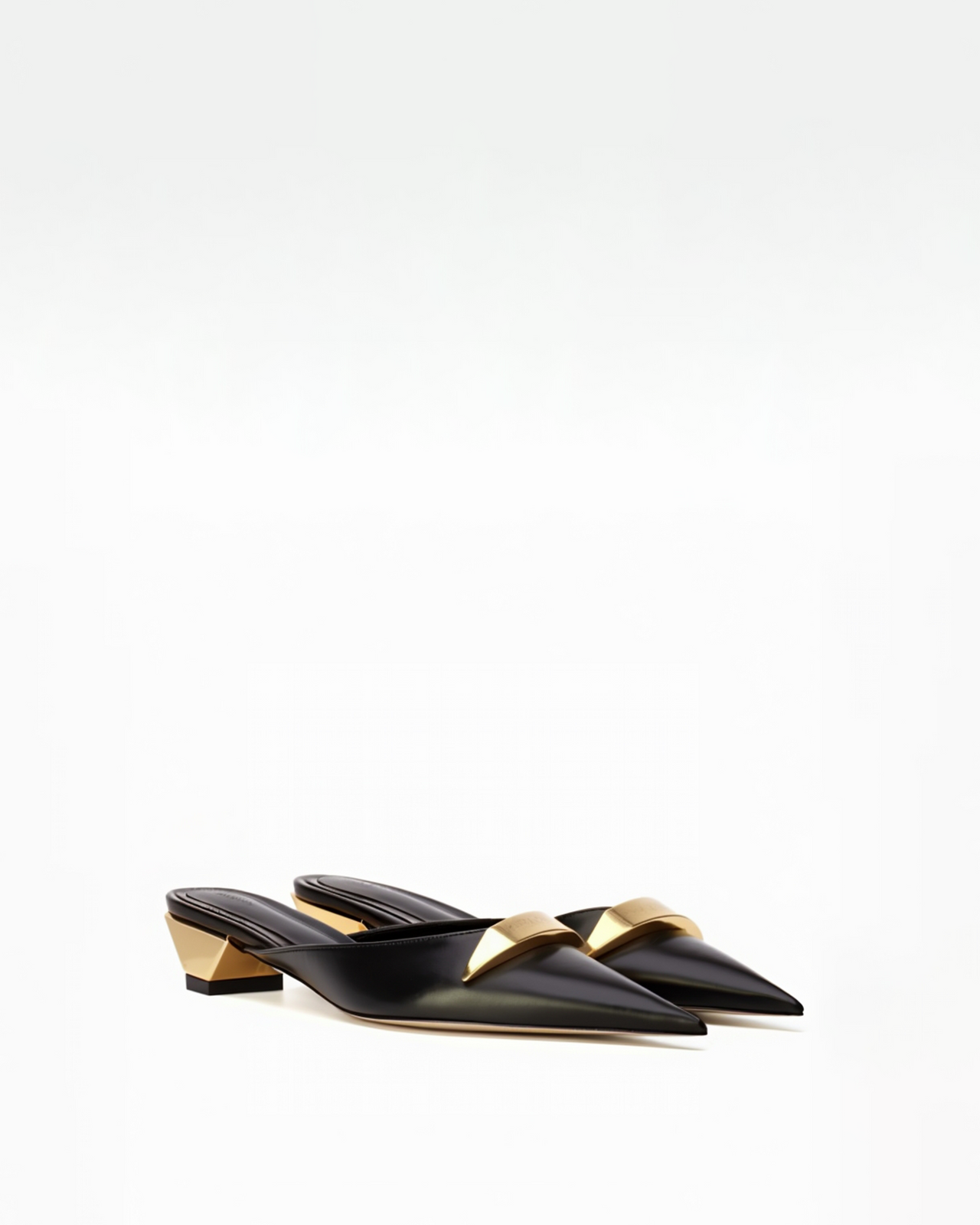 Elizabeth Geometric Low Heel Mules - Black