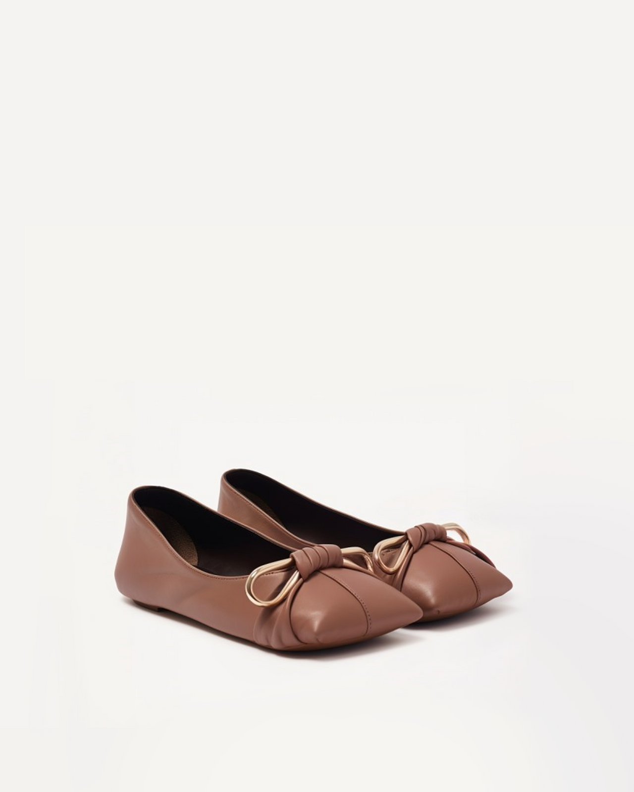 Aria Gold Ring Detail Flats - Brown