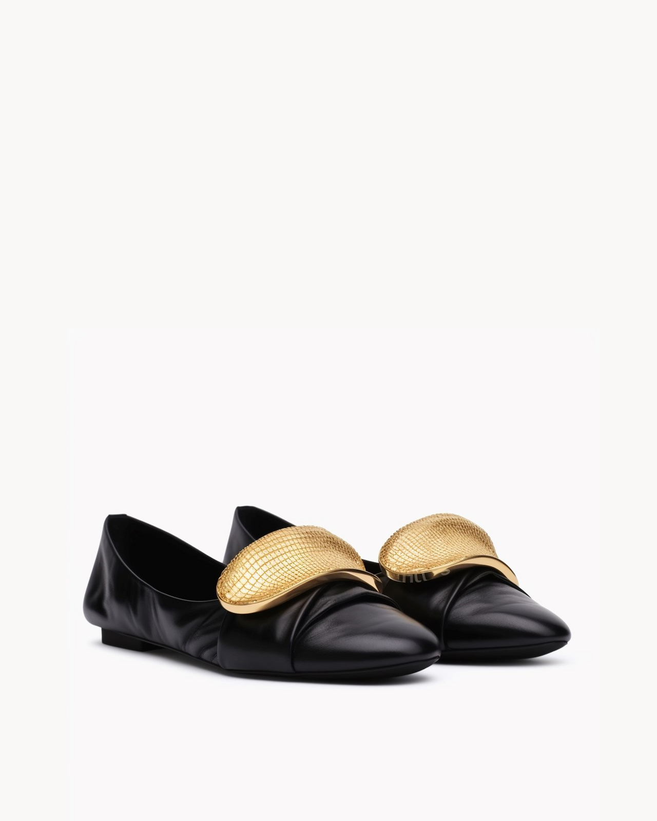 Skylar Ballet Flats with Gold Accent - Black