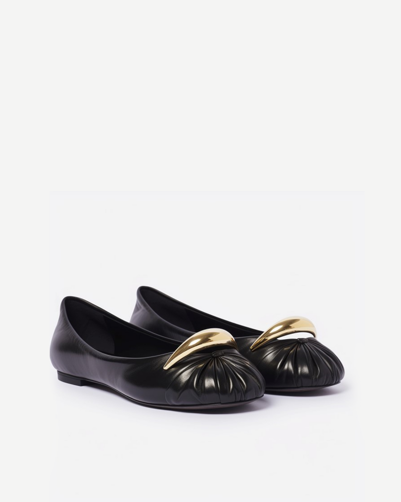 Eva Ballet Flats with Gold Accent - Black