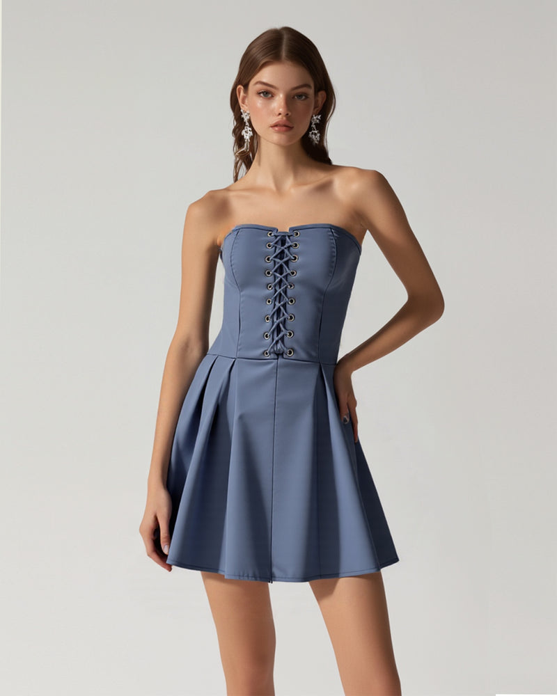 Corset Mini Dress - Blue