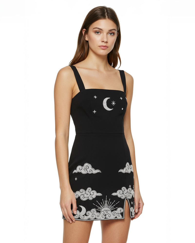 Ellie Night Sky Embellished Mini Dress - Black