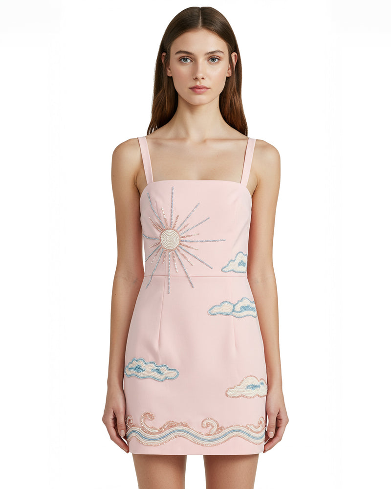 Eliana Sun Embellished Mini Dress - Pink