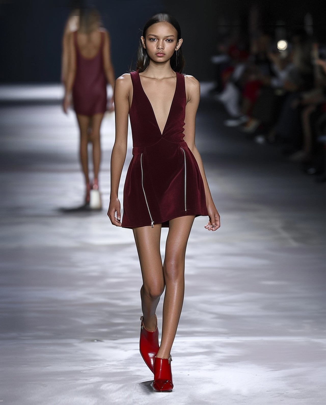 Jade Deep V-Neck Wrap Dress - Burgundy