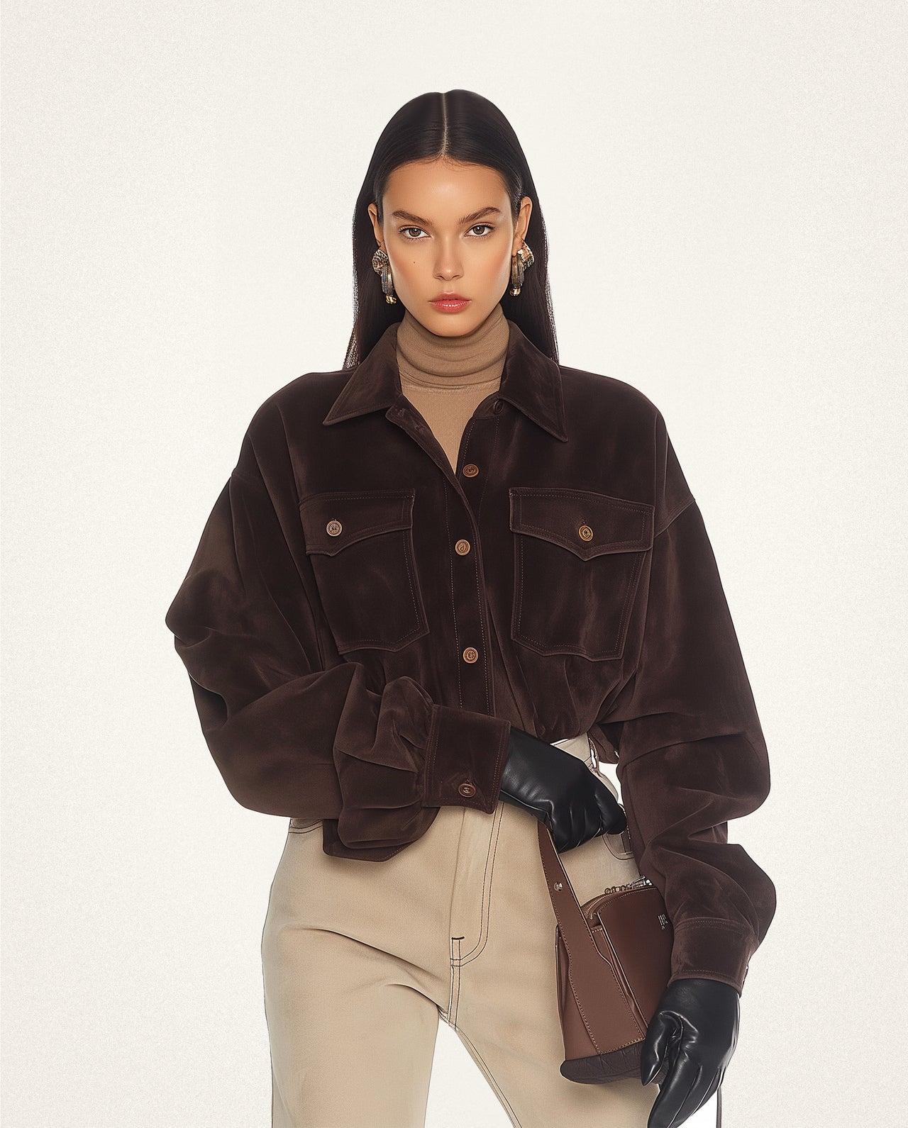 Valentina Oversized Velvet Jacket - Chocolate Brown