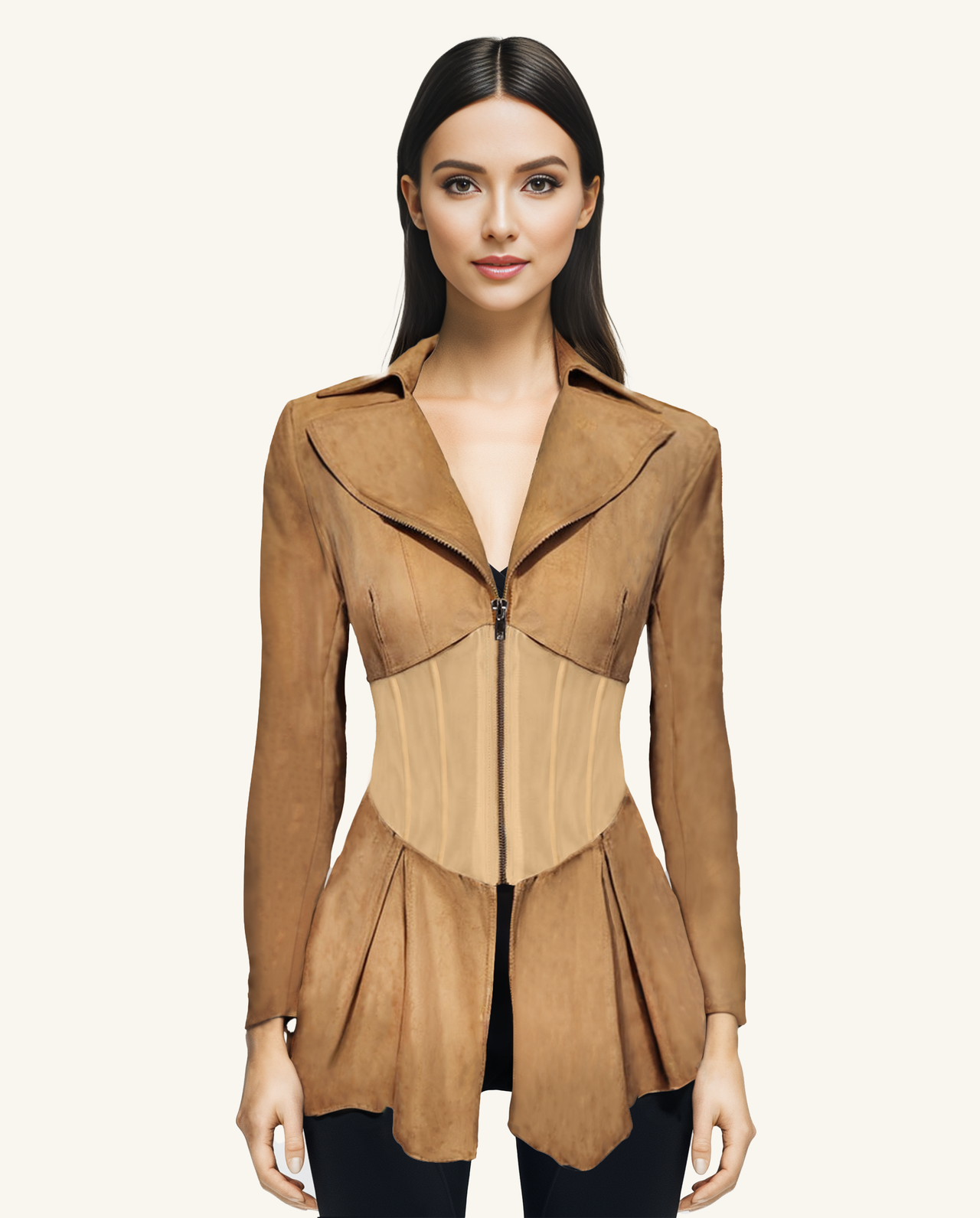 Elizabeth Corset-style Fitted Jacket - Brown