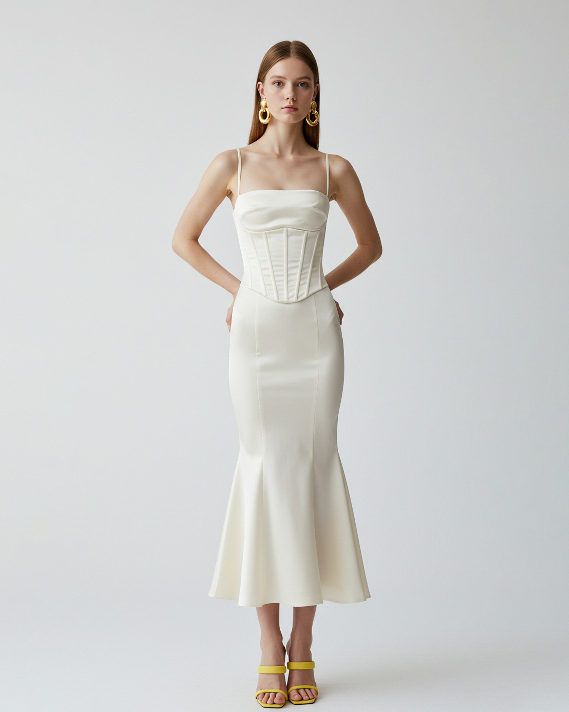 Corset Midi Dress - Ivory