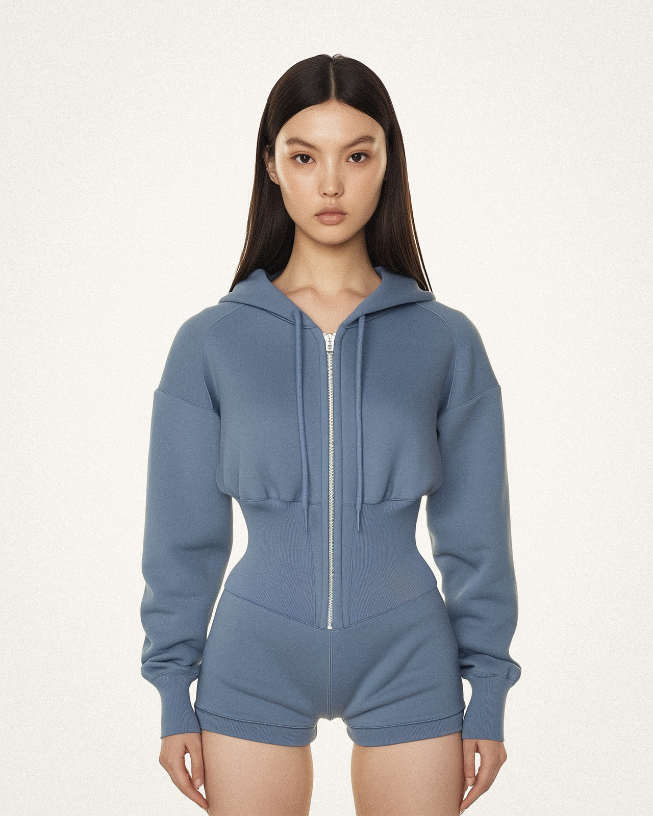 Hitomi Sculpted Corset Hoodie - Blue