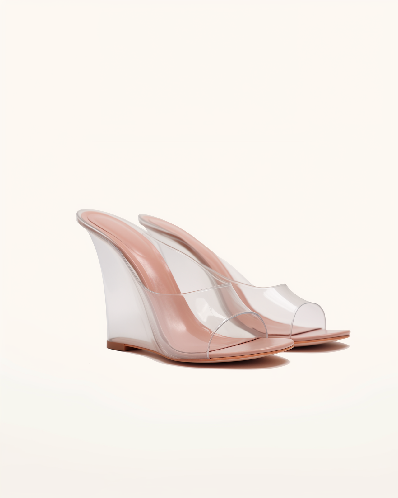 Violet Transparent Wedge Sandals<br>Nude