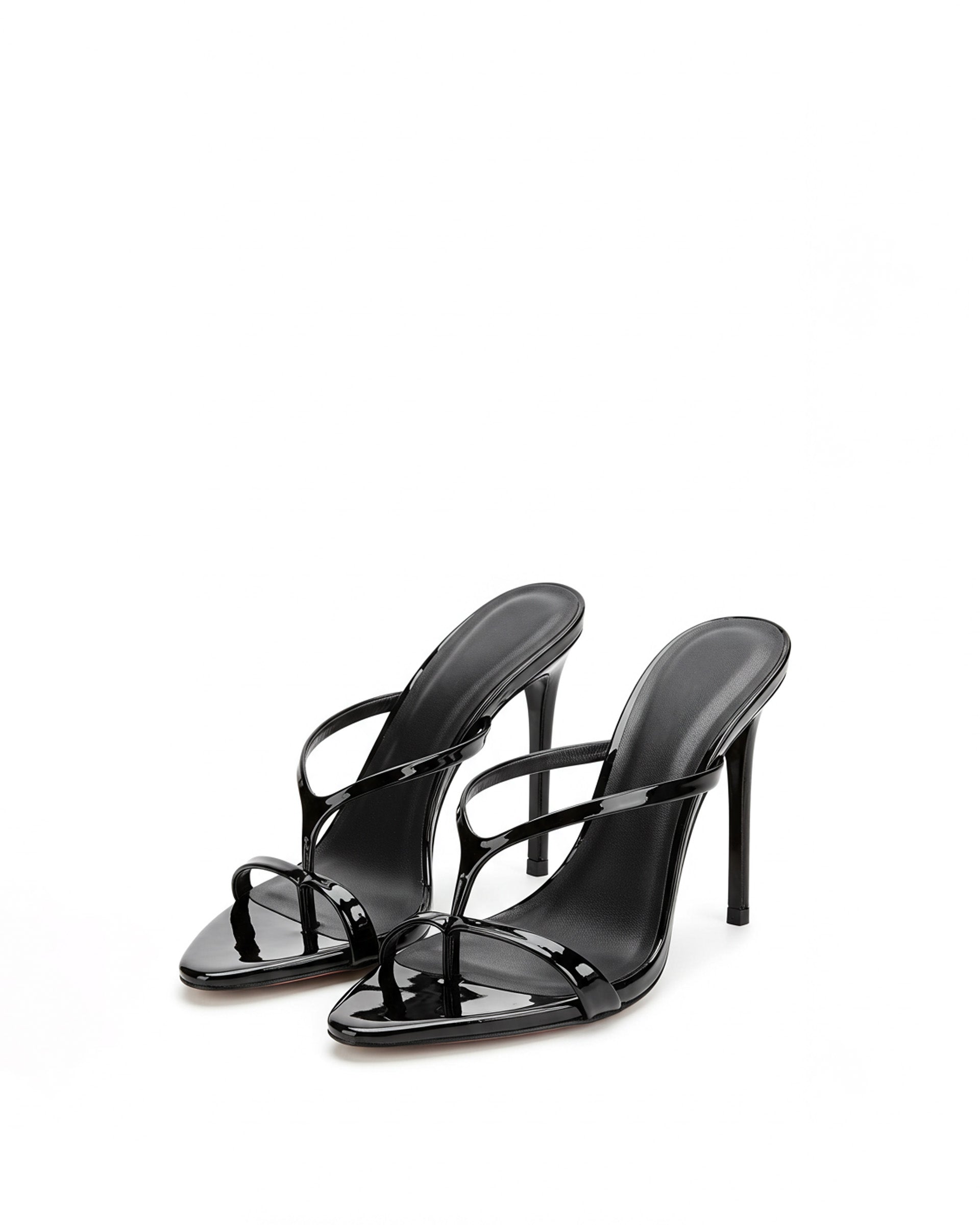 Emilia Patent Stiletto Mules - Black