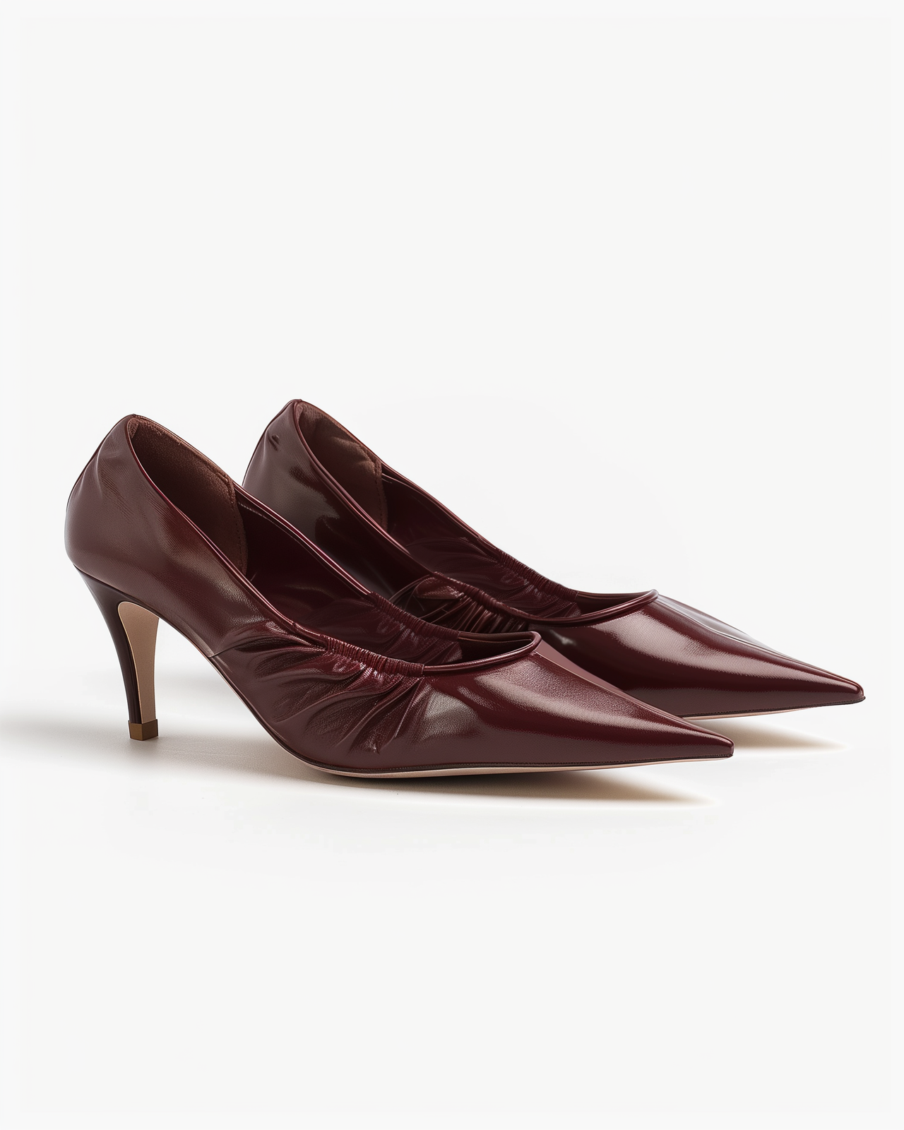 Raelynn Ruched Pointed-Toe Pumps – Burgundy