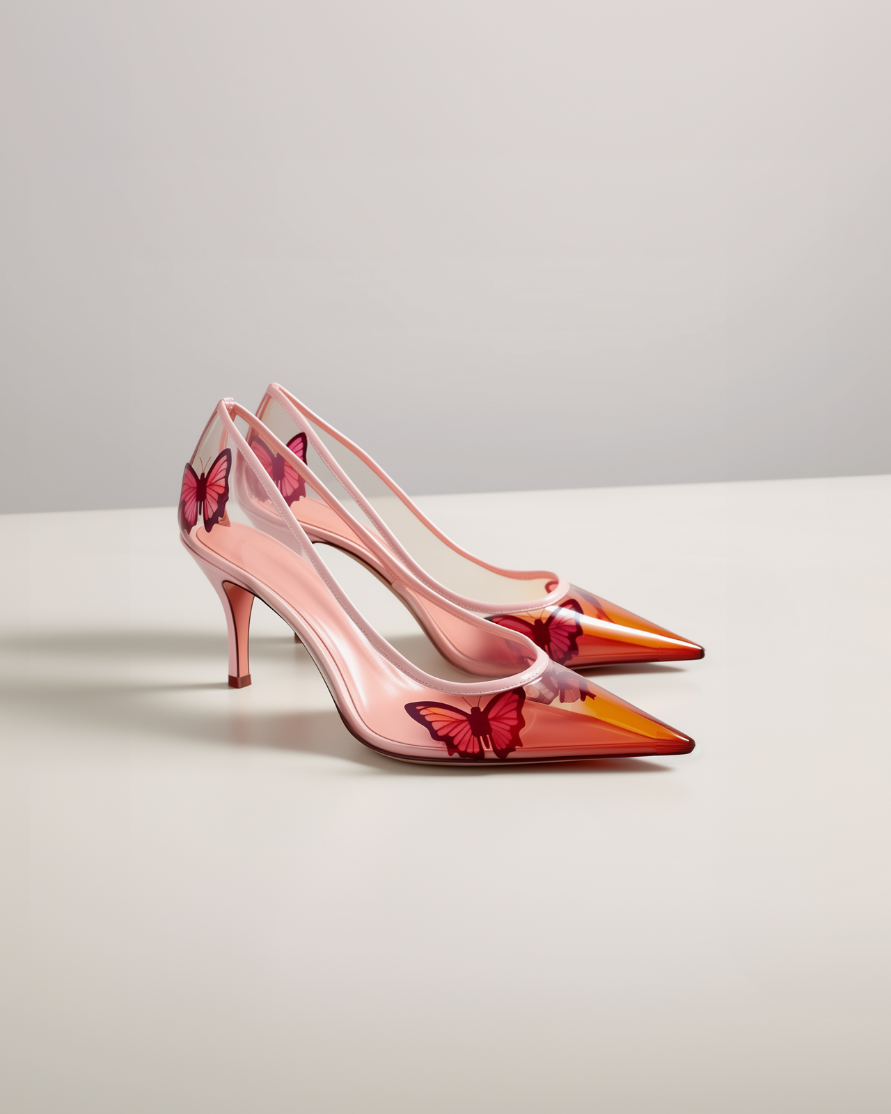 Sadie Butterfly Sheer Pumps - Pink