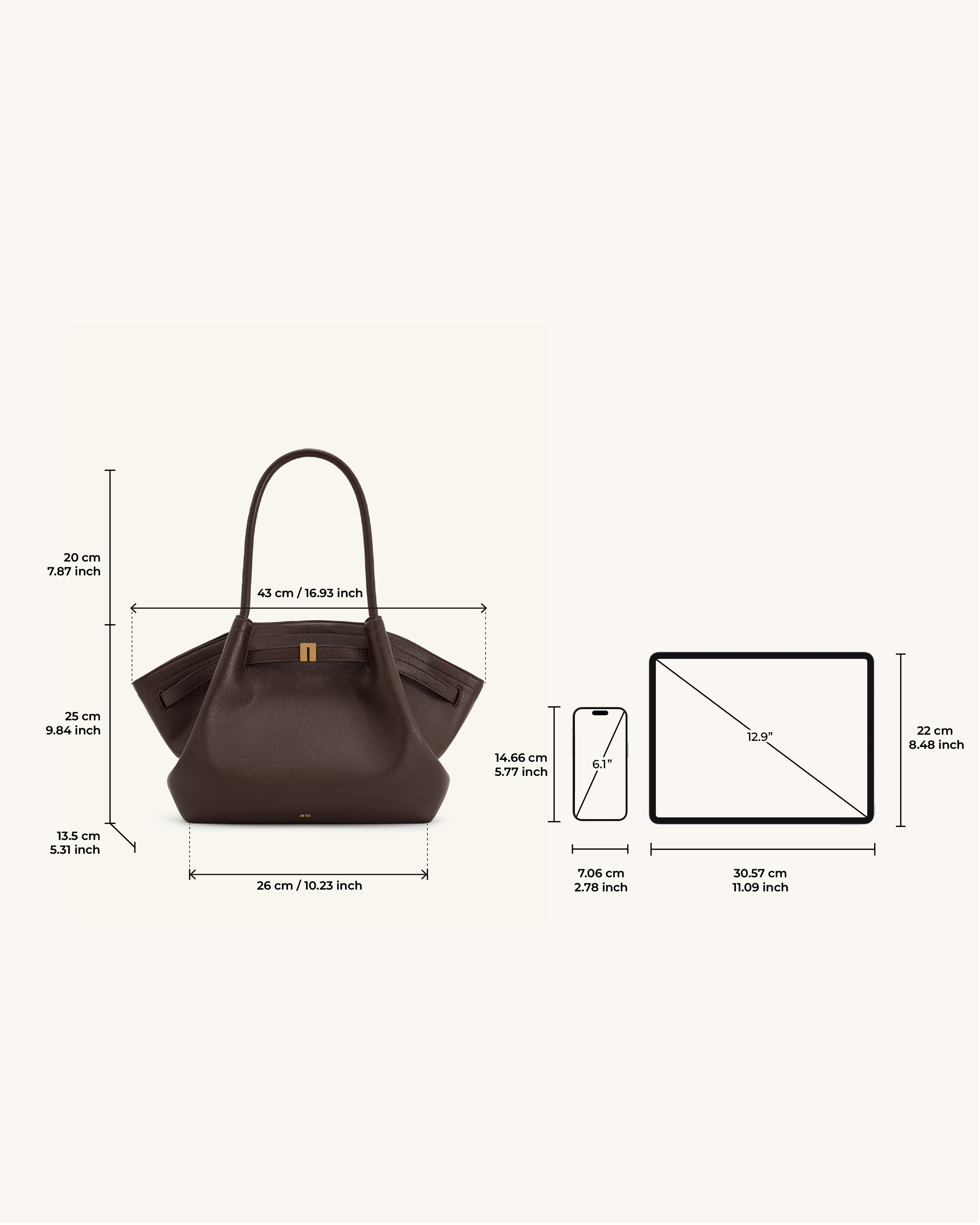 Hana Medium Tote Bag - Dark Brown